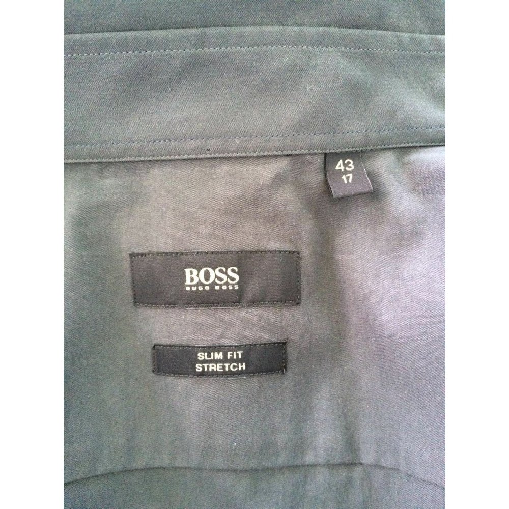 NWT Hugo Boss Mens Shirt Charcoal Gray Cotton Button Slim Fit Classic 43 17 - Picture 10 of 12